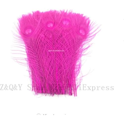 Natural 25--30CM (10-12 inches) peacock feather dyed time rose red 50-100 DIY craft jewelry performance mask accessories feather