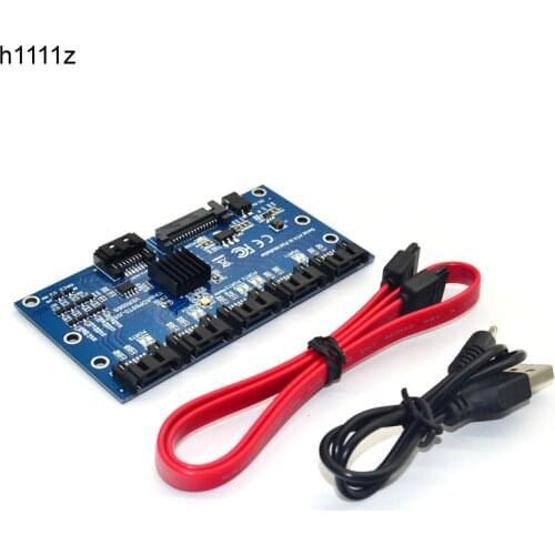 1 to 5 SATA3.0 Port Multiplier Card Adapter SATA3.0 6Gbps SSD HDD Covnerter Riser Card for Motherboard Support PM Expansion Card