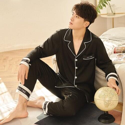 Pajama suit Satin Silk Pajamas Sets Couple Sleepwear Family Pijama Lover Night Suit Men Casual Home Clothin Plus Size L-4XL