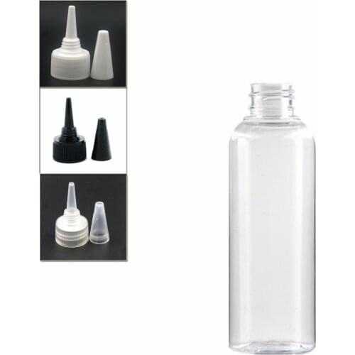 200ml empty plastic bottle, clear pet bottle with transparent/white/black Twist Top Caps pointed mouth top lid
