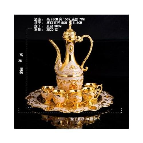 Russia retro gold red silver white three-dimensional rose wine pot wine glass creative alloy wine set exquisite gifts home decor