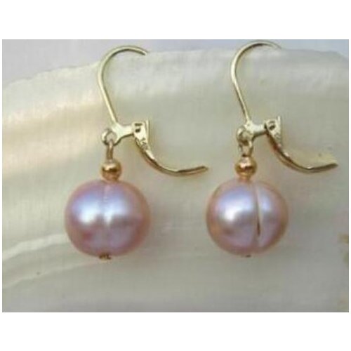 >>>>noble jewelry HOT NATURAL AAA+ 120-11MM PEARL DANGLE EARRING 14K/20 YELLOW GOLD