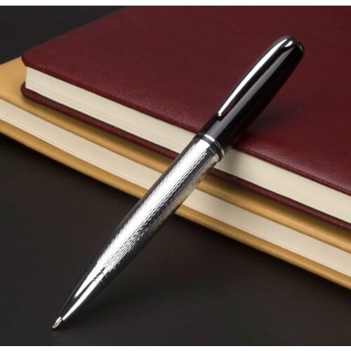 High-end fashion Metal Ballpoint pen ball pen 0.7 mm Black and silver student supplies business pen gift pen