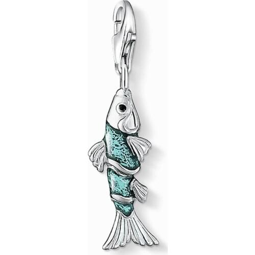 Silver Blue Carp Koi Fish Charm Pendants, Fashion Bracelet Chain Necklace Accessories Pendant Soul Jewelry Bijoux Gift for Women