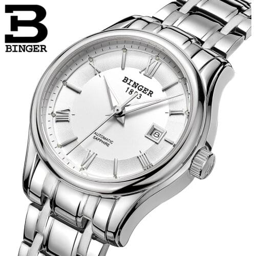 Switzerland BINGER Womens watches Luxury Brand Watch Women Mechanical Wristwatches Sapphire stainless Steel montre femme B5002L