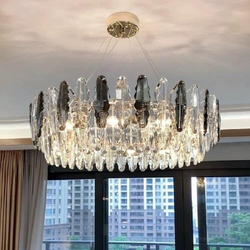 Modern cristal chandelier lighting for living room luxury round crystal light fixture for room home decor led hang lamp