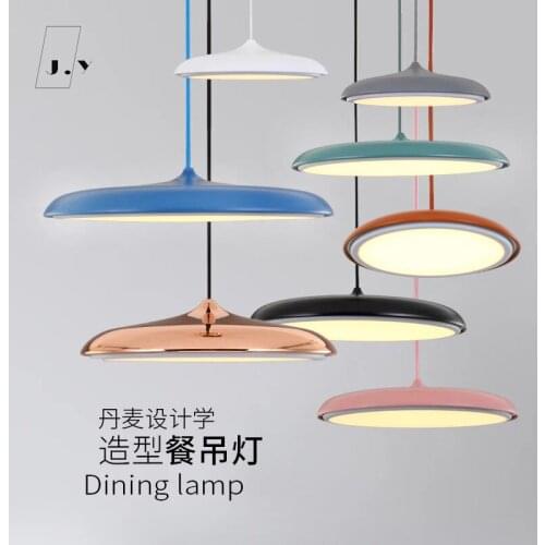 Modern led pendant lamp Art Design metal iron suspension ufo Round Plate lights fixture creative thin nordic hanging living room