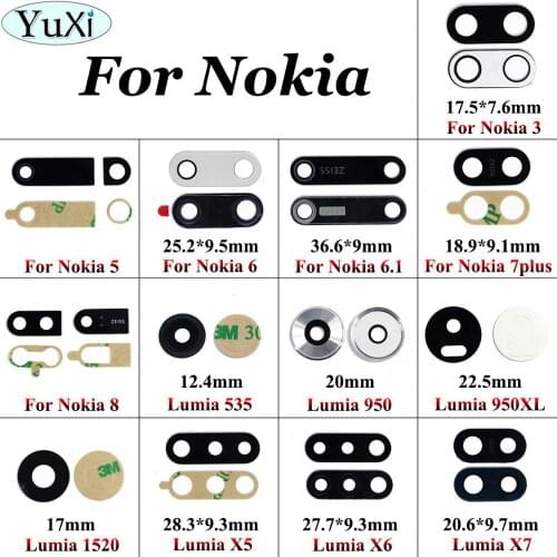 YuXi Rear Back Camera Glass Lens Cover For Nokia 5 6 8 X5 X6 X7 3 6.1 7 Plus for Nokia Lumia 950 950XL1520 with Ahesive Sticker