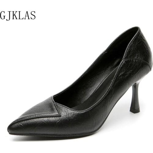 Big Size 42 43 Elegant Office Womens Pumps High Thin Heels Wedding Party Pointed Toe Leather Dress Pumps High Heel Women Shoes