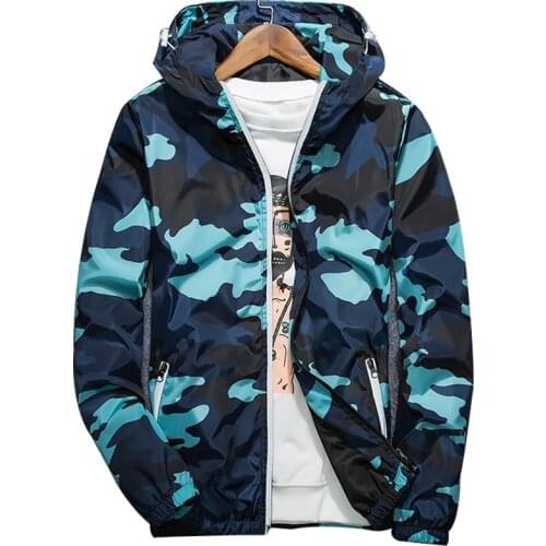 Spring Autumn New Thin Coat Male Outwear Windbreaker Mens Casual Camouflage Hoodie Baseball Jacket Men Hip Hop Print Clothes 5XL