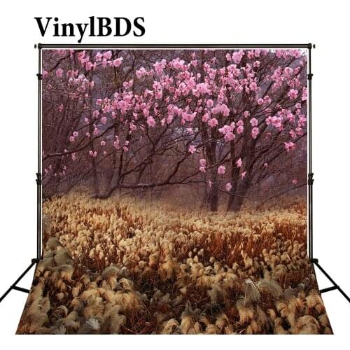 VinylBDS Newborn Backdrop Pink Flowers Trees Baby Photography Backdrops Scenery Spring Backdrop for Photo Shoot Studio