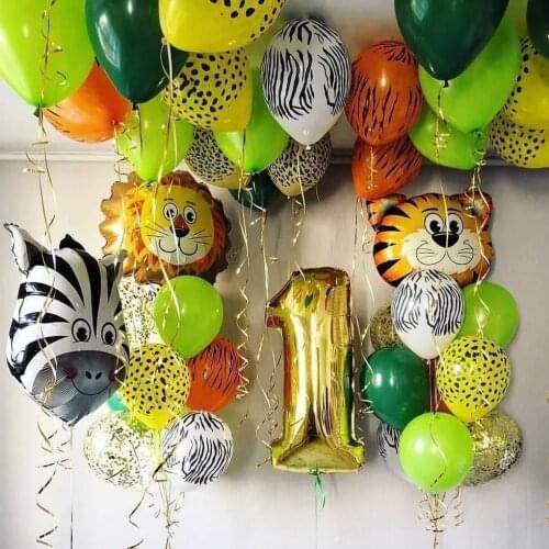 Jungle Animal Theme Foil Mixed Latex Balloons Inflatable Balloons Baby Shower Safari Birthday Party Decor Kids Toys Balloon Ball