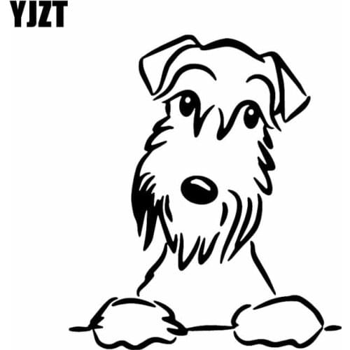 YJZT 13.4X15.6CM Cute Schnauzer Dog Car Sticker Vinyl Decal Car Window Funny Decor Black/Silver C24-1574