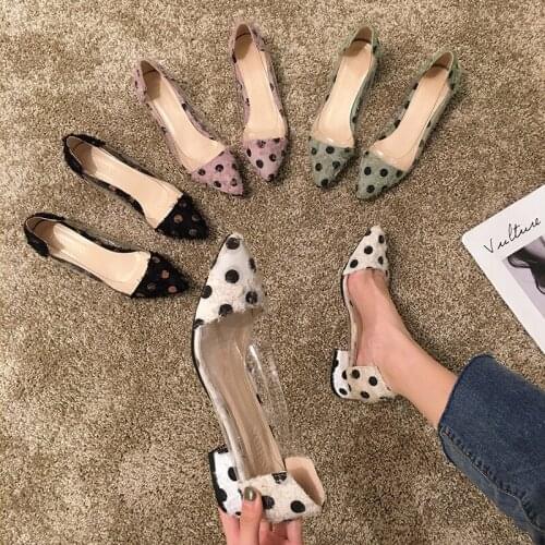 Womens shoes pumps 2019 new autumn fashion thick with transparent tassel wave point low heel shoes Lok Fu shoes