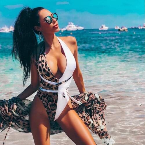 2019 New Summer Beach Bodysuit Women Sleeveless Deep V Neck Sexy Women Bodysuit Fashion Patchwork Short Jumpsuit Women Hot Sale