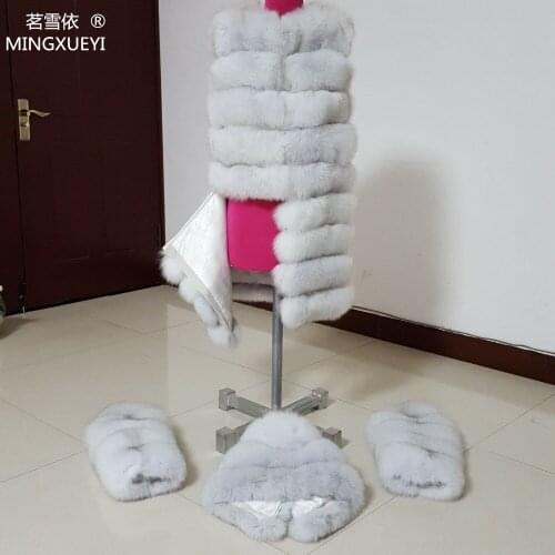 Winter Real Blue Fox Fur Coat Thick Warm Imitation Of Sables Womens Light Brown Long Jacket The fox fur coat hood