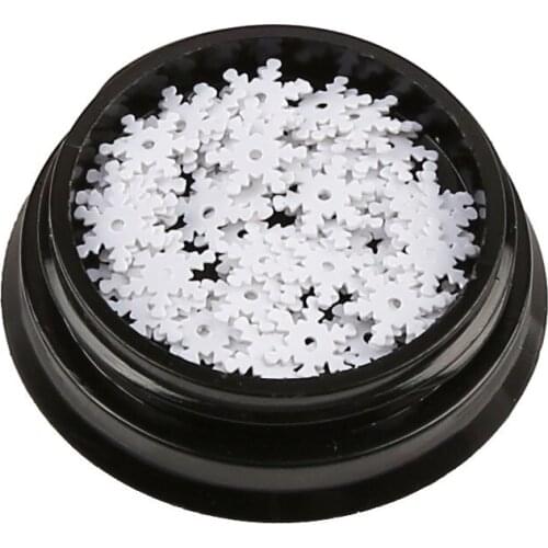 1 Bottle 3D Snowflakes Nail Sequins Flakes Paillette Tip White Mixed Glitter Christmas Nail Art Polish Manicure Decorations DIY