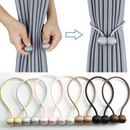 1 Pair Pearl Curtain Small Magnetic Ball Tie Rope Accessory Rods Accessories Backs Holdbacks Buckle Clips Hook Holder Home Decor