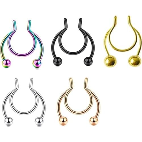 1PC Antler Shape Fake Nose Ring Clip Stainless Steel Nasal Septum Piercing Jewelry Sexy Body Jewelry For Girl Men Non-Pierced