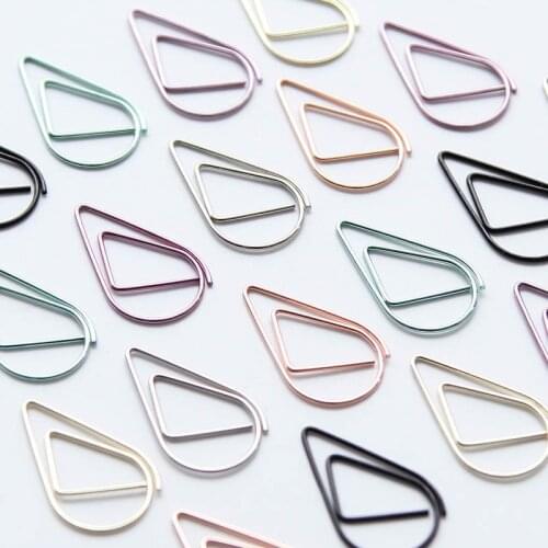 10pcs/pack Cute Kawaii Korean Metal Paper Clip Gold Silver Black Green Color Bookmark Stationery Office Accessory School Supply