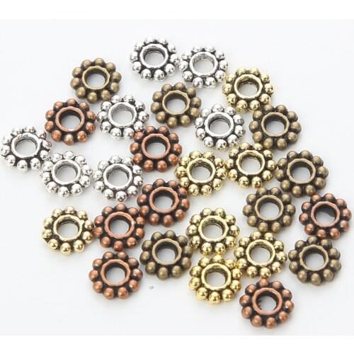 100pcs 6.5mm 5 Colors Metal Loose Spacer Beads For Jewelry Making DIY Flower Beads Charm Bracelet Supplies Accessories Handmade