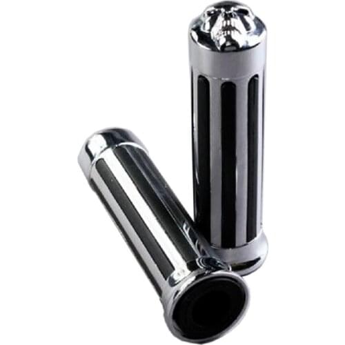2PCS Metal Skull Motorcycle Handlebar Grips Non-Slip Hand Grip for Motorcycles Cruisers Skull Style Motorbike Accessories Parts