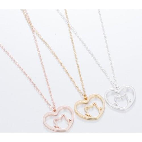 2020 jewelry on the neck gold women cute heart cat necklaces womens stainless steel heart pendants woman accessories fashion