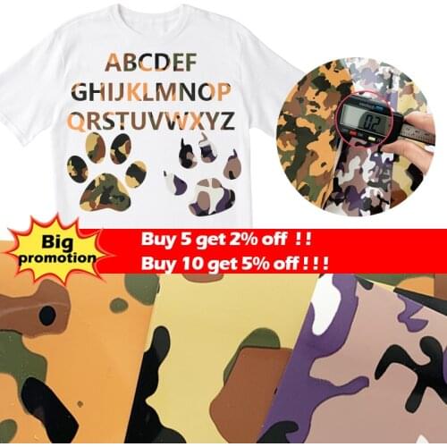 25CM*100CM/50CM*100 Camouflage PU Heat Transfer Film Vinyl Iron On Vinyl Heat Press Machine Cutting Plotter T-Shirt DIY