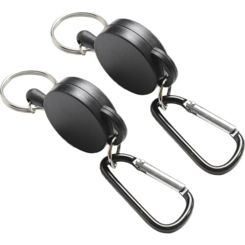 2x Steel Pull , Retractable Key , Key , Backpack Clip, Black