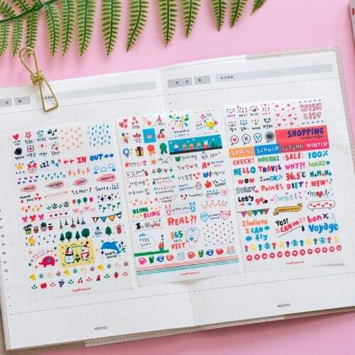 6sheets/lot Cartoon PVC Label Sticker Cute Scrapbooking Diary Decoration DIY Stationery Stickers School Office Supply