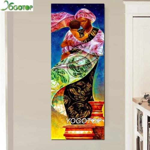 Diy Round drill diamond painting mosaics Full 100% cover embroidery african art woman and baby Diamond embroidery YY2804