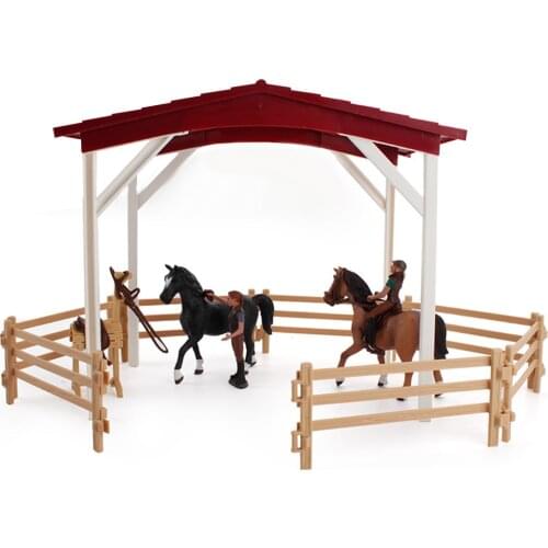 Farm Horse Figurine Set Character Statues Horse Shed Scene Model Toys Ornament for Boys Girls