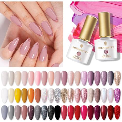BORN PRETTY 1 Bottle 7ml 2021 New Trend Colors Series Nail Gel Polish Colorful Glitter Pink Purple Soak Off UV Gel Polish