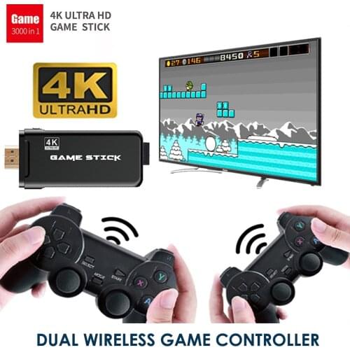 New 4K HD Video Game Console 2.4G Wireless Controller For PS1/GBA Classic Retro Game Stick TV Game Console 64GB 10000 Games