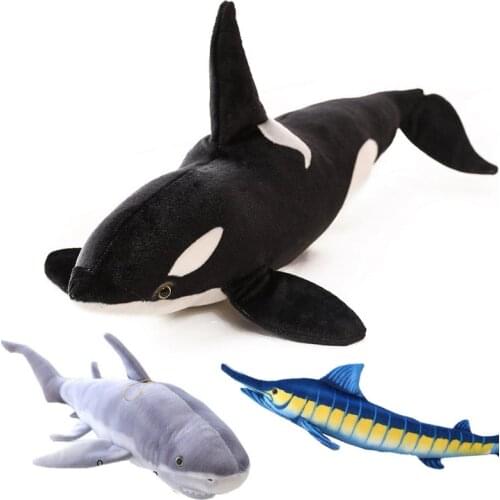 75cm 130cm Simulation Marine Shark animal Giant Killer Whale Plush Toy Lifelike sea Animal World Fish Stuffed Pillow Photo tool