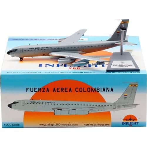 Diecast 1:200 Scale Fuerza Aerea Colombiana Airplane B707-300 FAC1201 Model W Base Landing Gear Alloy Aircraft Plane Collection