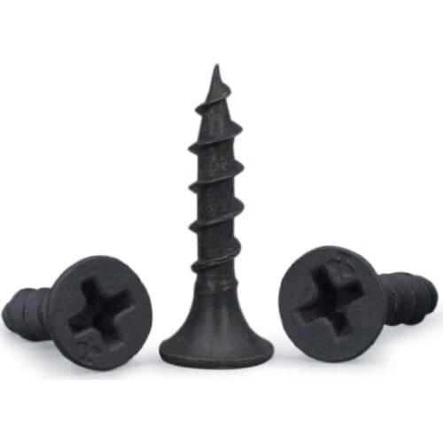M3.5 M4 Cross Pan Head Black Carbon Steel Phillips Head Self-tapping Fibreboard Screws Countersunk Head Wood Screw