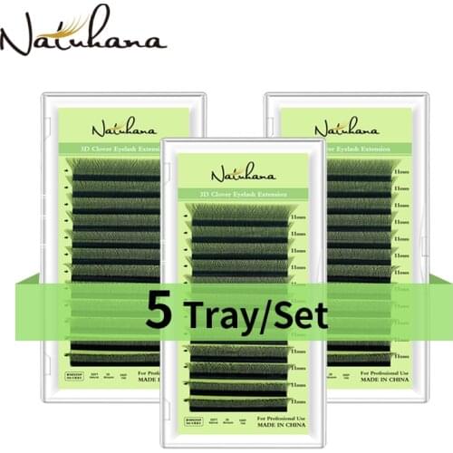 NATUHANA 5cases/lot Clover Lashes Soft Thin individual Eyelash Extensions 3D Premade Russian Volume