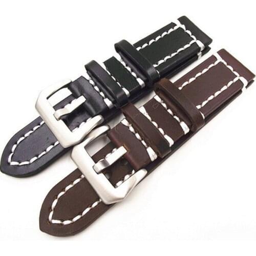 Wholesale 10PCS/lot High quality 18MM 20MM 22MM 24MM genuine cow leather handmade Watch band black brown watch strap - GL0158