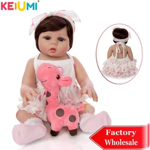 KEIUMI Wholesale 19 inch Reborn Baby Dolls Menina Full Silicone Vinyl Body Waterproof Reborn Doll 45 cm For Birthday XMAS Gifts