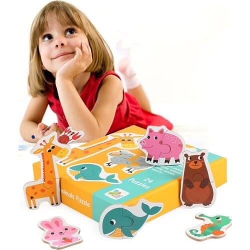 Children Fun Matching Puzzle Animal Transportation Fruits Vegetables Early Learning Toys for Kids Children Educational Toy Gift