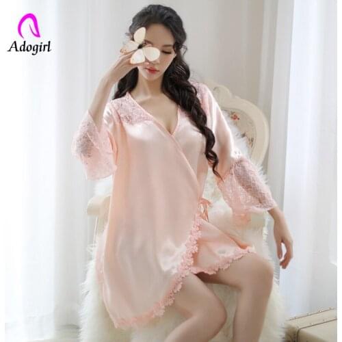 Sexy Summer Ice Silk lingerie Sleepwear Women Soft Silk Pyjamas Homewear Satin Nightgown Pyjamas Sets Elegant Modal Nightwear