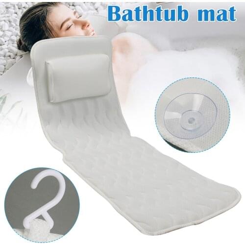 Full Body Bath Pillow Non-Slip Luxurious 3D Air Mesh Mat for Tub Neck and Back Support with 10 Non-Slip Suction Cups can