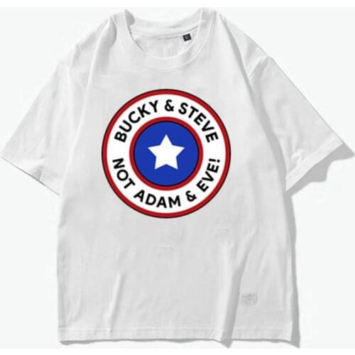 Drop shipping Bucky Steve Not Adam Eve T-Shirts Short Sleeve tshirts cotton homme tees Streetwear tees plus XS-4XL mens clothing