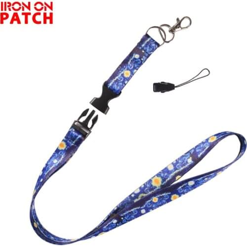 5PCS Novelty Van Gogh Starry Night Lanyard For ID Badge Card Pass Gym Mobile Phone USB Badge Holder Hang Rope Lariat Lanyard