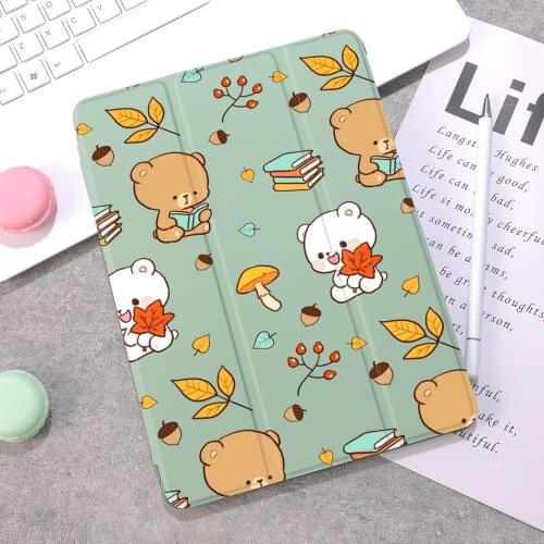 Cute bear For Air 4 Silicone Case iPad Pro 2020 10.5 with Pencil Holder 10.2 inch 8th Generation 7th For 12.9 Pro 2018 Mini 4 5