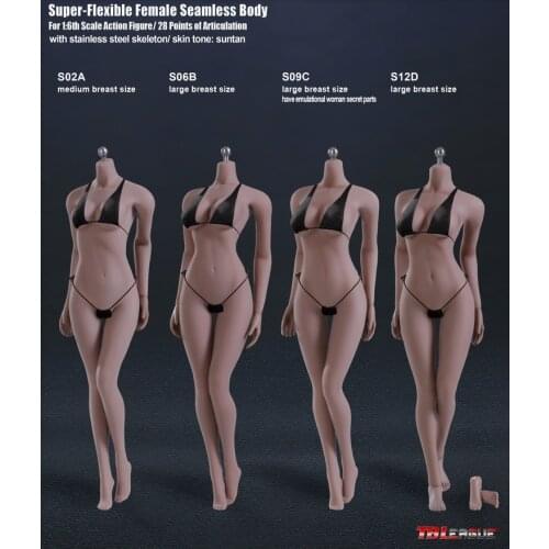 Phicen S02A S06B S09C S12D Super-Flexible Seamless Body With Stainless Steel Skeleton In Middle Breast Size 1/6 12IN TBLeague