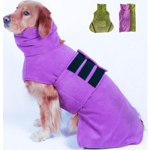 Super Absorbent Dog Jacket Large Dog Clothes For Medium Large Dogs Bathrobe Towel Pet Dog Coat Jacket Velcro Adjustable Chest