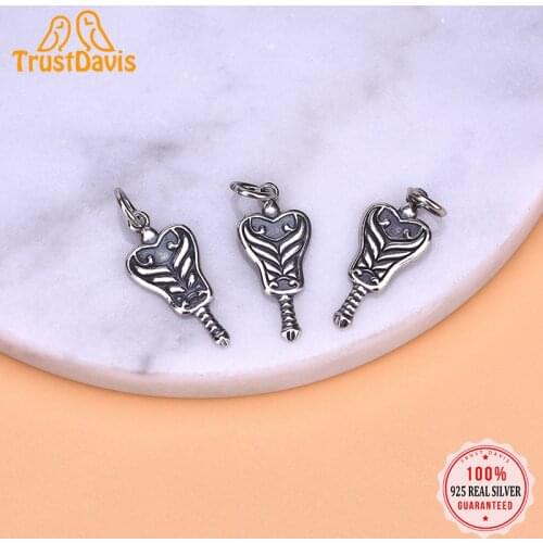 TrustDavis Real 925 Sterling Silver Fashion Palm Leaf Fan Charm Pendant Handmade DIY Accessories Fine Jewelry Wholesale HY179