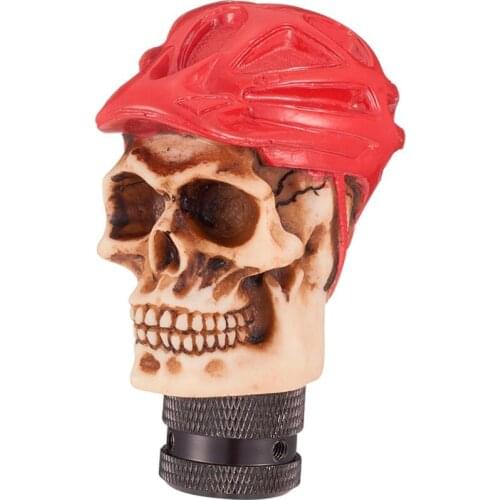 1 PCS Universal Car Gear Shift Knobs Skull Head Gear Manual Transmission Gear Shift Knob Shifter Lever Black/Red